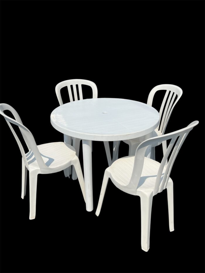 Four Bistro chairs, Bistro Table  & Parasol Package