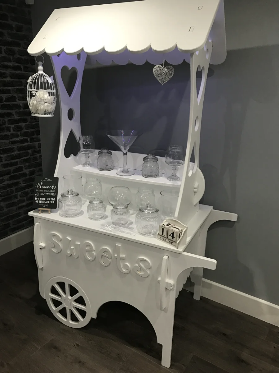 Sweet Cart with Glassware & Decorations - Image 2